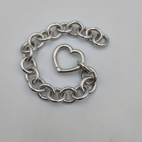 Tiffany & Co. Sterling Silver 925 Heart Clasp Bracelet 7.5" - Picture 3 of 14